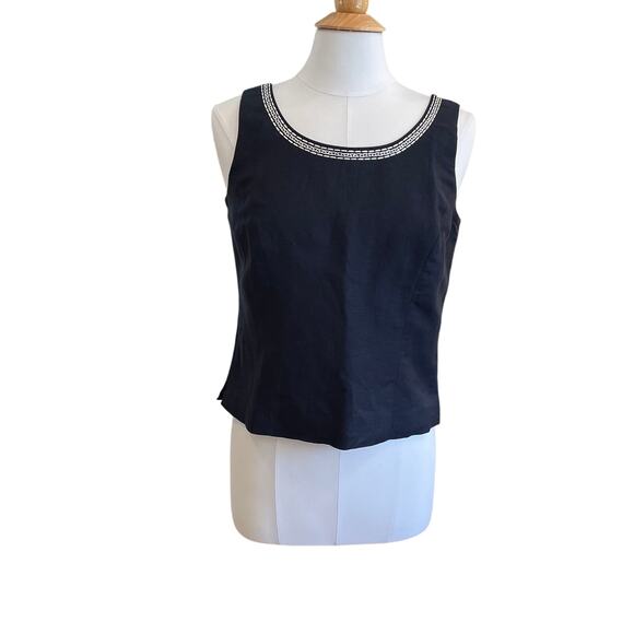 NWT Coldwater Creek Navy Linen Blend Embroidered Blazer / Jacket & Tank Set, 8 - Picture 5 of 15